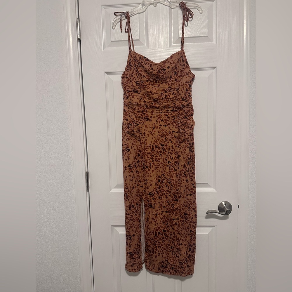 Free People Brown Leopard-Print Cowl Maxi Dress
